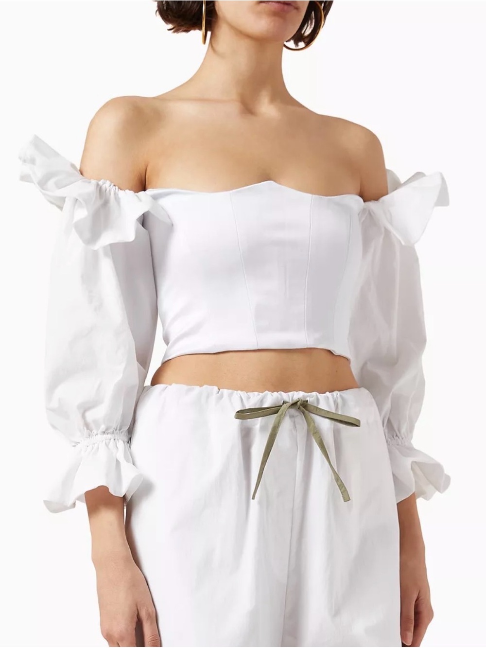 Paris Georgia Off-Shoulder Puff Sleeve Bodice in Ivory